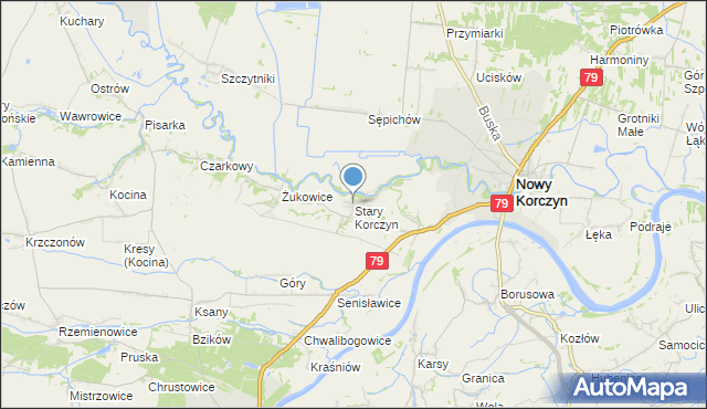 mapa Stary Korczyn, Stary Korczyn na mapie Targeo